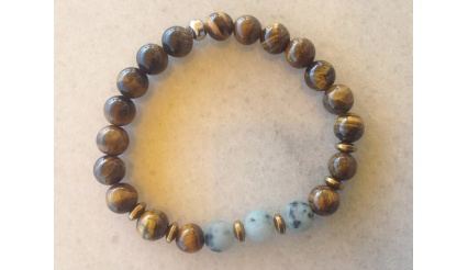 Myrina’s Charm - Reiki Charged high quality Bracelet made of Tigers Eye, Jasper and Hematite gemstones