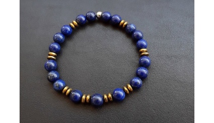 Mirage of Thaumas - Bracelet (8mm high quality beads of Lapis Lazuli and Hematite)